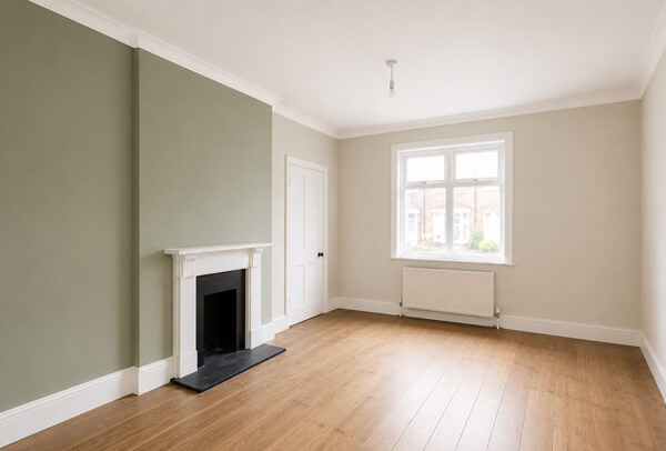 High Wycombe room after full decorating with refreshed walls ceiling and woodwork