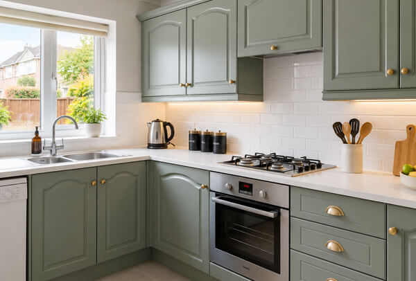 High Wycombe kitchen after cupboard painting and decorating with a coordinated fresh finish