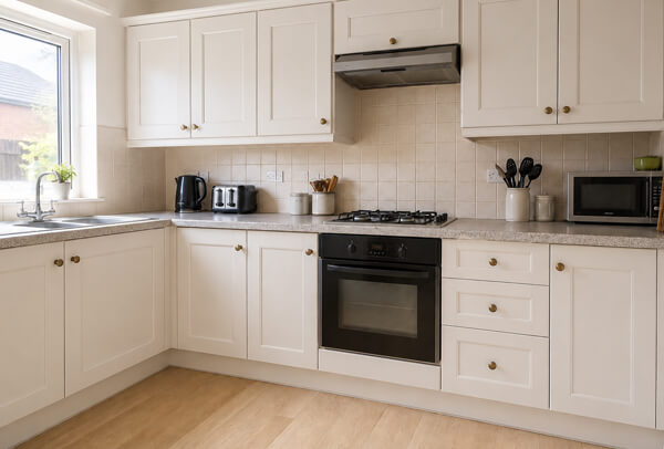 Kitchen doors and drawer fronts after professional painting