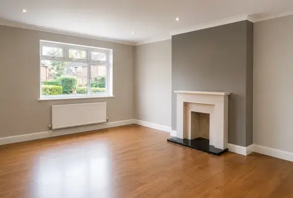Living room in High Wycombe after redecoration with smooth walls and fresh woodwork
