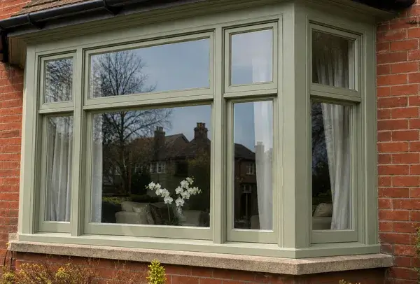 Timber window frames after preparation and painting in High Wycombe