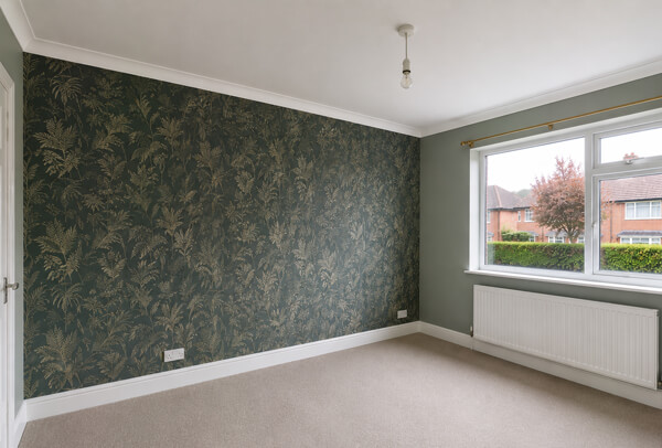 High Wycombe feature wall after wallpapering with added pattern and texture