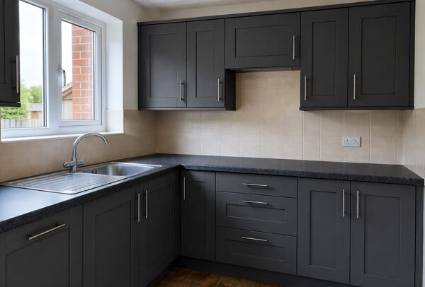 Kitchen cupboards in Northampton after a colour change, with a cleaner more modern tone