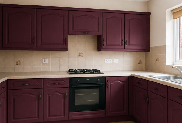 Kitchen units in Northampton after painting, with a fresh updated finish