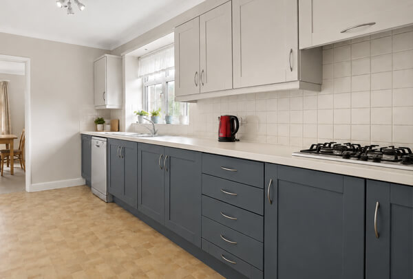 Kitchen cupboards after a colour change