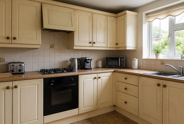 Kitchen cabinet doors and drawer fronts in Luton before painting with an old worn finish