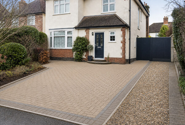 Driveway entrance in Luton after cleaning with a brighter and tidier finish