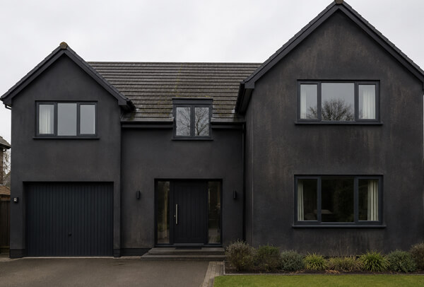 House exterior in Luton before washing after roof and gutter staining