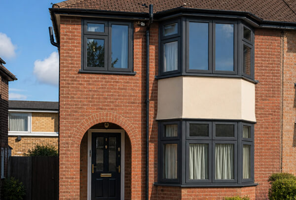 Exterior window frames in Luton after painting, showing a crisp refreshed finish