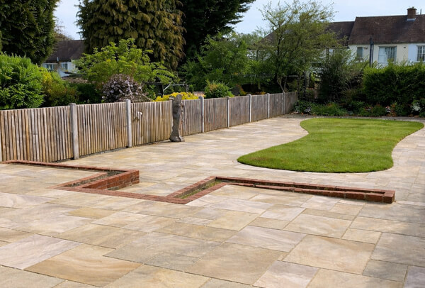 Block paving patio after cleaning and re-sanding in Milton Keynes