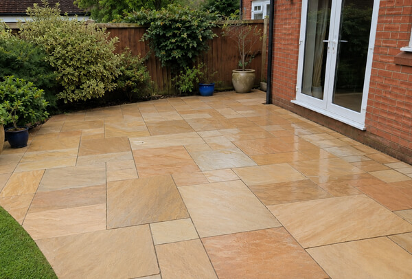 Sandstone patio in Bedford after careful cleaning