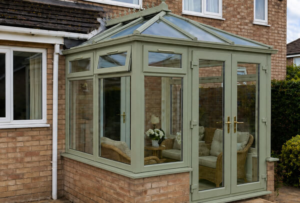 uPVC conservatory in Luton after spraying with an updated painted frame colour
