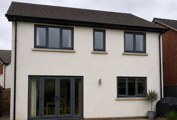 Several exterior window frames after repainting in Watford