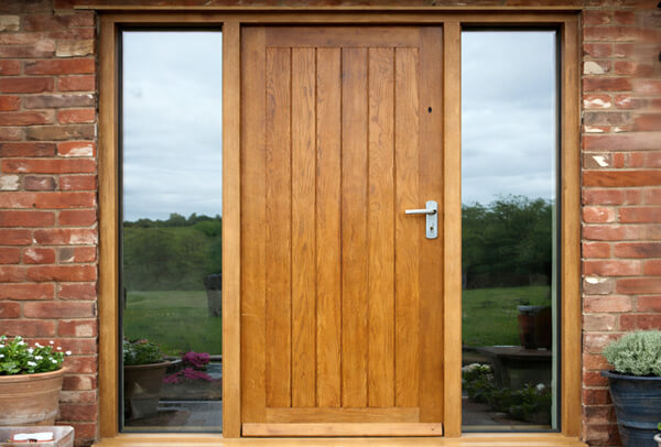 Before wooden front door painting results in Milton Keynes