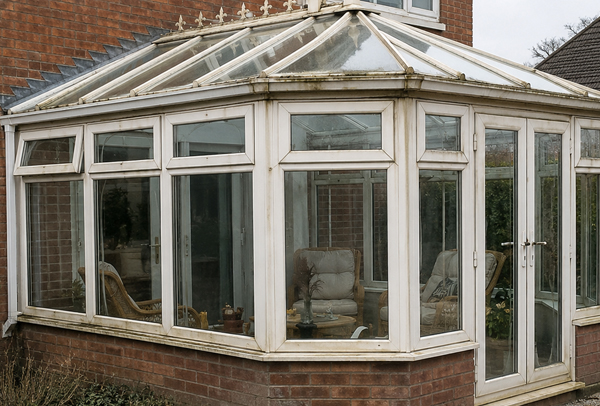 Conservatory looking separate before frame painting in Watford