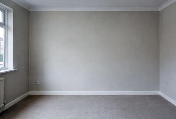 Interior decorating in Dunstable before painting with marked skirting boards and door frames