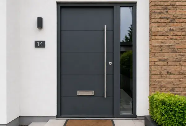 Front entrance after the door was given a fresh painted finish