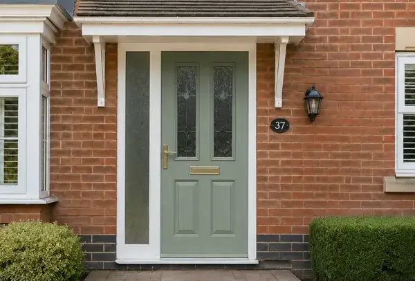 Front door after repainting in a colour that works with the home