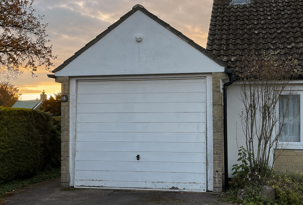 Garage door details before painting in Watford
