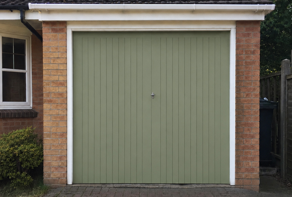 Timber garage door after repainting in Dunstable