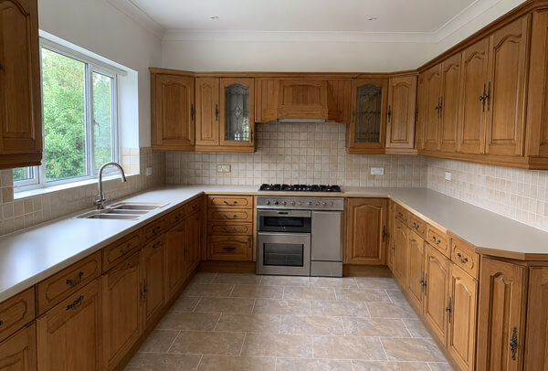 Kitchen doors and drawer fronts before spray painting in Stevenage