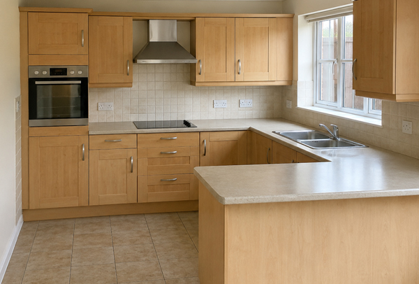 Kitchen before photo advice for spray painting in Stevenage