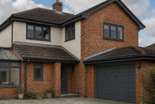 Home in Ampthill after exterior painting with updated frames garage door and roofline details