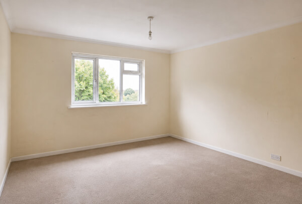 Interior room in Aylesbury before wall painting with marked walls and an older colour