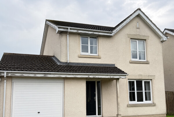 Fascia board before painting in Houghton Regis with weathered trim