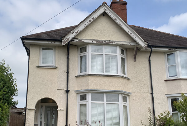 Fascias and soffits before painting in Aylesbury with a tired exterior finish
